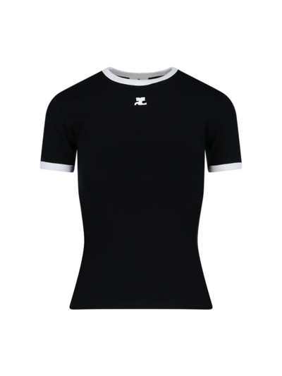 Courrèges Bumpy Contraste Reeditio T-shirt In Black  