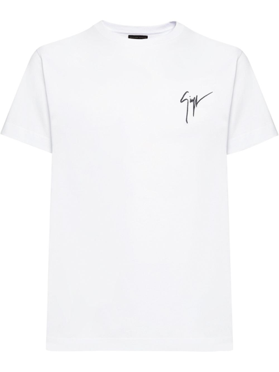 Shop Giuseppe Zanotti Embroidered Logo T-shirt In ホワイト