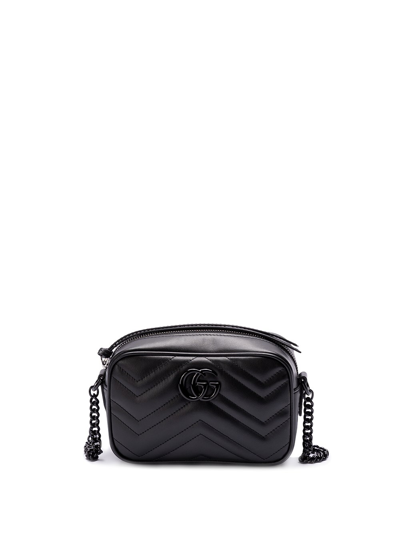 Shop Gucci `gg Marmont` Mini Shoulder Bag In Black  