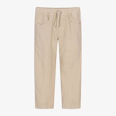 Shop Il Gufo Boys Beige Linen Trousers
