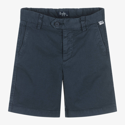 Shop Il Gufo Boys Navy Blue Cotton Shorts
