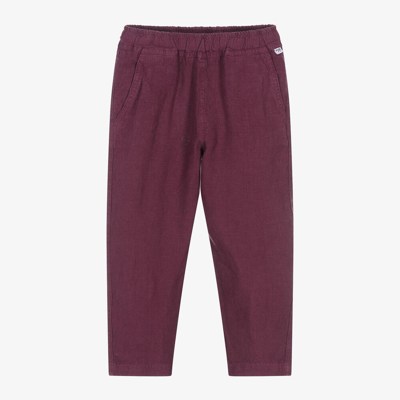 Shop Il Gufo Girls Red Linen Tapered Trousers