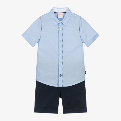 Shop Boboli Boys Blue Cotton Shirt & Shorts Set