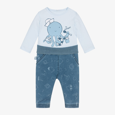 Shop Boboli Baby Boys Blue Denim Trousers Set