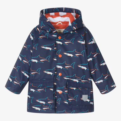 Shop Hatley Baby Boys Blue Shark Hooded Raincoat