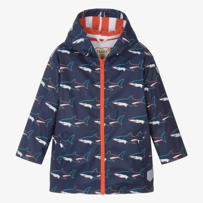 Shop Hatley Boys Blue Shark Hooded Raincoat
