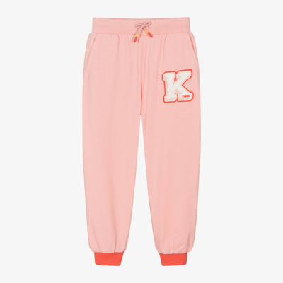 Shop Kenzo Kids Girls Pale Pink Colourblock Cotton Joggers