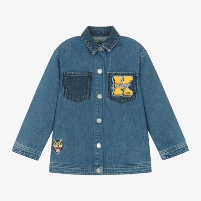 Shop Kenzo Kids Mid Blue Denim Jacket