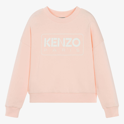 Shop Kenzo Kids Teen Girls Pale Pink Cotton Sweatshirt