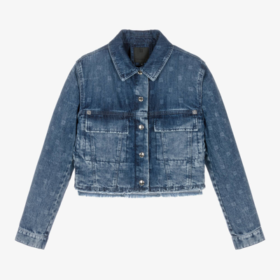 Shop Givenchy Teen Girls Washed Blue Denim Jacket