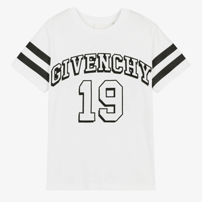 Shop Givenchy Teen Boys White Cotton Varsity T-shirt