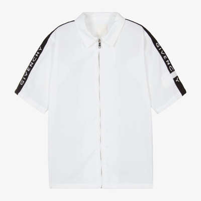 Shop Givenchy Teen Boys White Cotton Zip-up Shirt