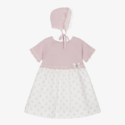 Shop Paz Rodriguez Baby Girls Pink Cotton Knit Dress Set
