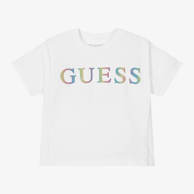 Shop Guess Junior Girls White Cotton Jersey T-shirt