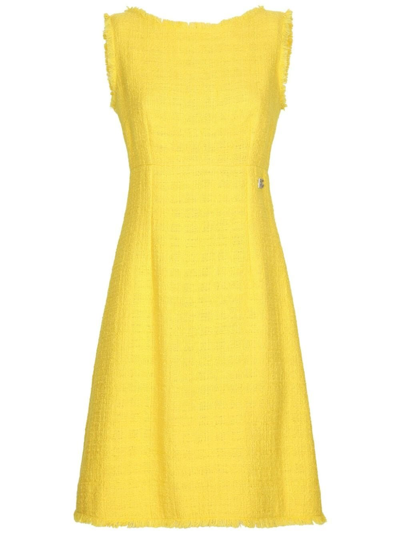 Shop Dolce & Gabbana Tweed Dress In Yellow