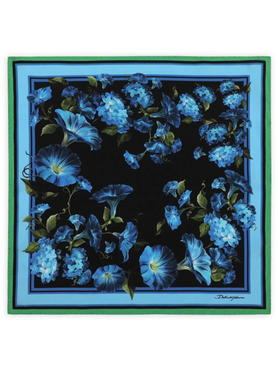 Shop Dolce & Gabbana Floral Print Floulard In Light Blue