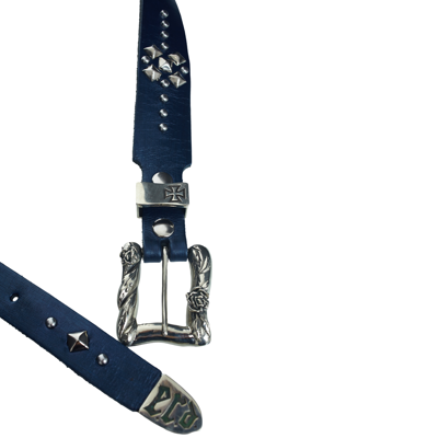 Shop Enfants Riches Deprimes Texas Serenade Leather Belt In Navy Blue