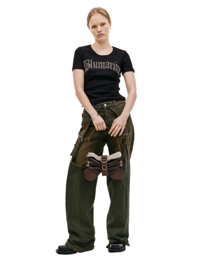 Blumarine Butterfly Mini Leather Shoulder Bag In Brown