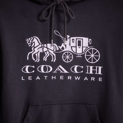 Shop Coach Restored Horse And Carriage Hoodie In Organic Cotton In Black