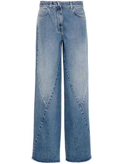 Shop Givenchy Wide Leg Denim Jeans In Blue