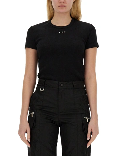 Shop Off-white Basic Ribbed T-shirt In Black