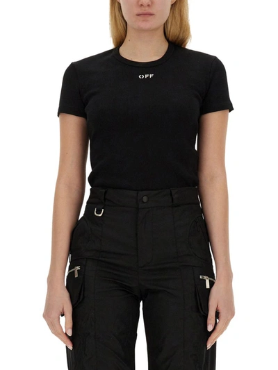 Shop Off-white Basic Ribbed T-shirt In Black