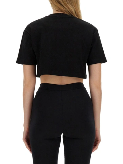 Shop Off-white Ribbed Cropped T-shirt In Black