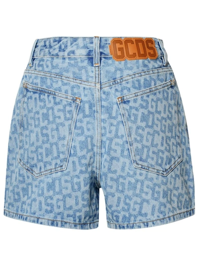 Shop Gcds Shorts Jeans Monogram In Blue