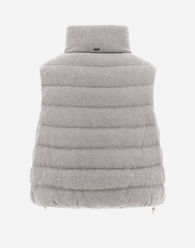 Herno Shiny Knit Sleeveless Jacket In Pearl