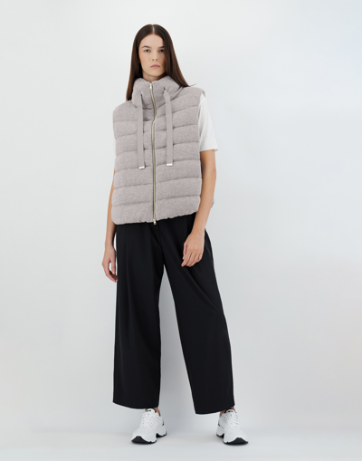 Herno Shiny Knit Sleeveless Jacket In Pearl