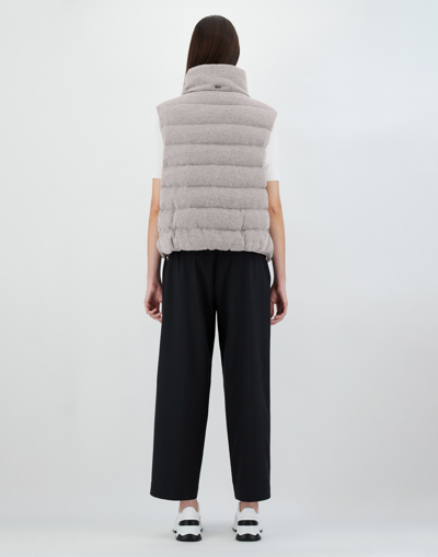 Herno Shiny Knit Sleeveless Jacket In Pearl