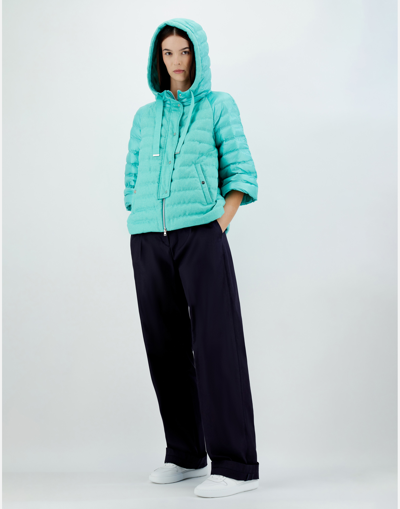 Herno Cashmere Silk And Nylon Ultralight A-line Jacket In Aqua