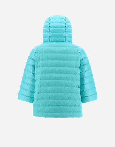 Herno Cashmere Silk And Nylon Ultralight A-line Jacket In Aqua
