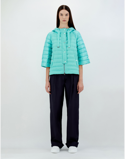 Herno Cashmere Silk And Nylon Ultralight A-line Jacket In Aqua