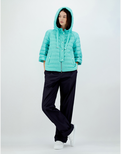 Herno Cashmere Silk And Nylon Ultralight A-line Jacket In Aqua