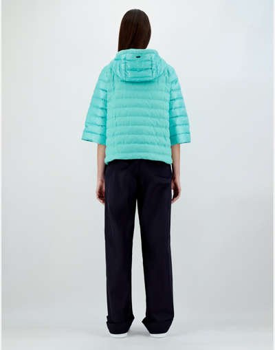 Herno Cashmere Silk And Nylon Ultralight A-line Jacket In Aqua