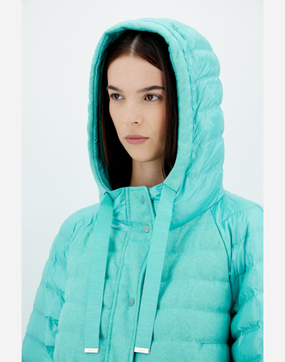 Herno Cashmere Silk And Nylon Ultralight A-line Jacket In Aqua