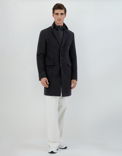 Shop Herno Business Cashmere Coat In Navy Blue