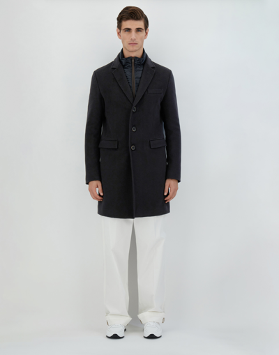 Shop Herno Business Cashmere Coat In Navy Blue