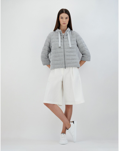 Herno Piumino Corto Shiny Knit Hd In Pearl