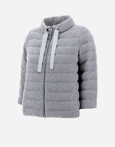 Herno Piumino Corto Shiny Knit Hd In Pearl