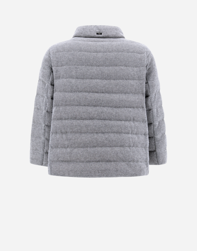 Herno Piumino Corto Shiny Knit Hd In Pearl