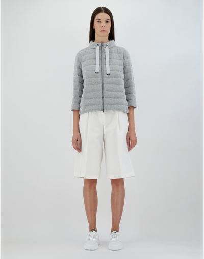 Herno Piumino Corto Shiny Knit Hd In Pearl
