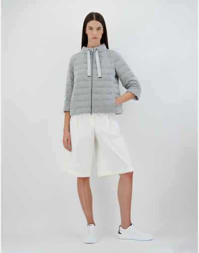 Herno Piumino Corto Shiny Knit Hd In Pearl