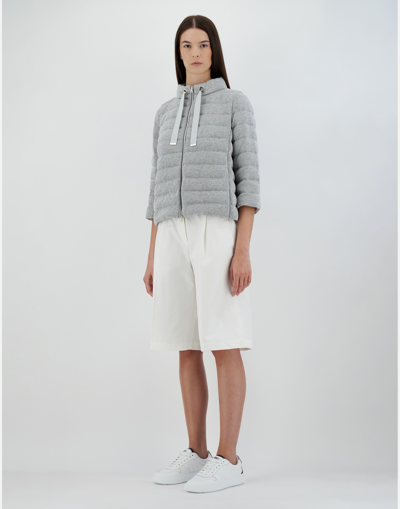 Herno Piumino Corto Shiny Knit Hd In Pearl