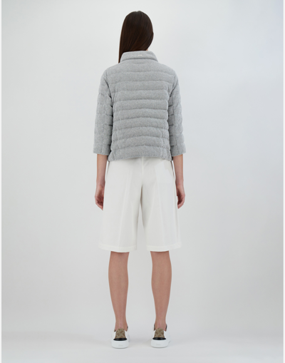 Herno Piumino Corto Shiny Knit Hd In Pearl