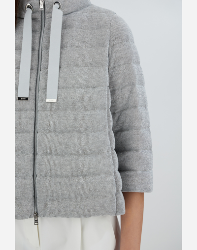 Herno Piumino Corto Shiny Knit Hd In Pearl