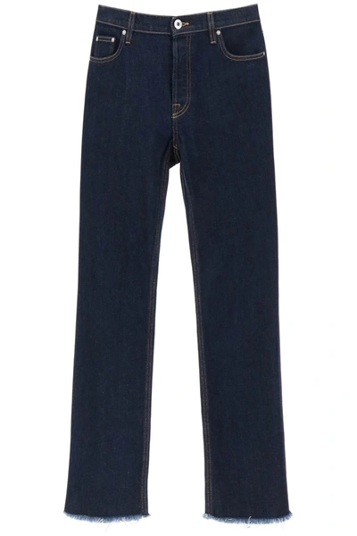 Shop Lanvin Jeans With Frayed Hem In Blue