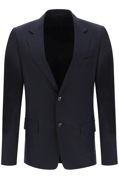 Shop Lanvin Single Breasted Jacket In Light Wool In Blue