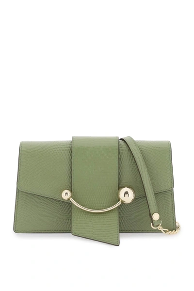 Shop Strathberry 'crescent On A Chain' Crossbody Mini Bag In Green